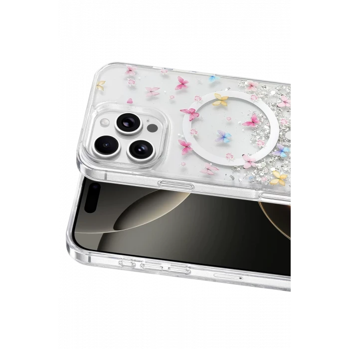 Onegif Apple iPhone 16 Pro Max Misk Simli Magsafe Kapak - Desen 4