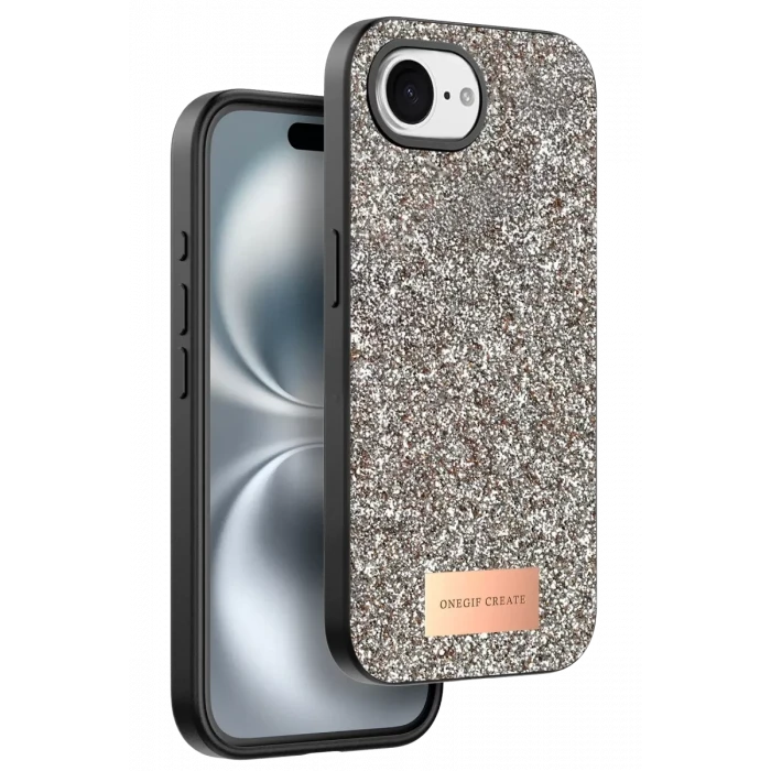 Onegif Apple iPhone 16E Bright Simli Kapak - Gold