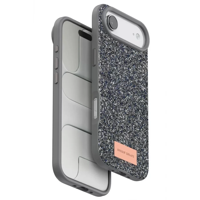 Onegif Apple iPhone 17 Air Bright Simli Kapak - Gümüş