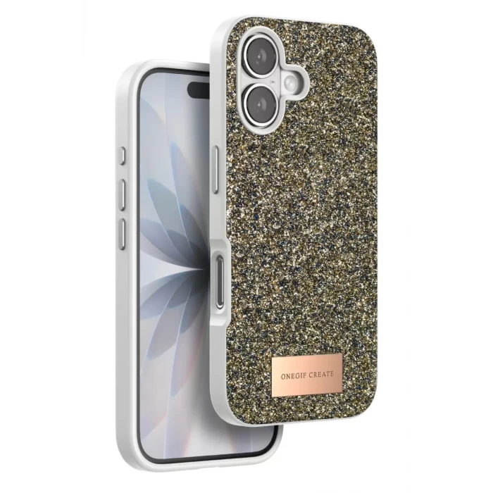 Onegif Apple iPhone 17 Bright Simli Kapak - Çöl Titanyum