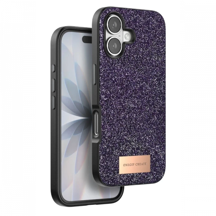 Onegif Apple iPhone 17 Bright Simli Kapak - Derin Mor
