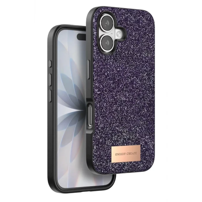 Onegif Apple iPhone 17 Bright Simli Kapak - Derin Mor
