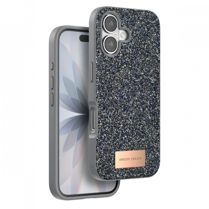 Onegif Apple iPhone 17 Bright Simli Kapak - Gümüş