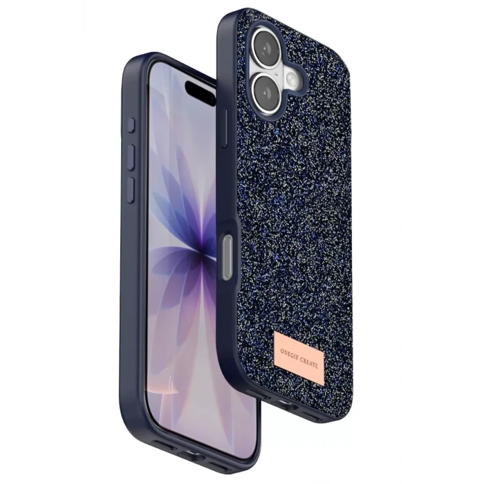 Onegif Apple iPhone 17 Bright Simli Kapak - Mavi
