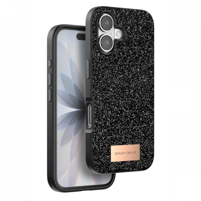 Onegif Apple iPhone 17 Bright Simli Kapak - Siyah