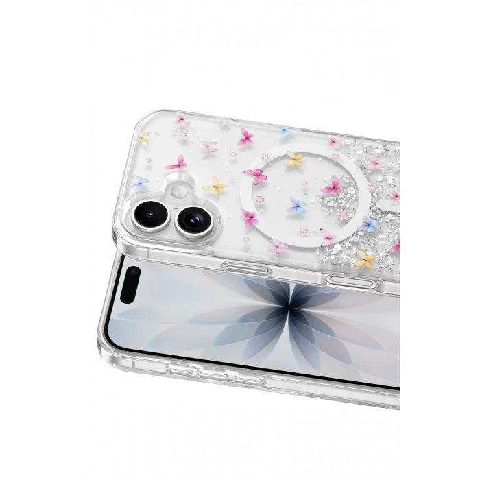 Onegif Apple iPhone 17 Misk Simli Magsafe Kapak - Desen 4