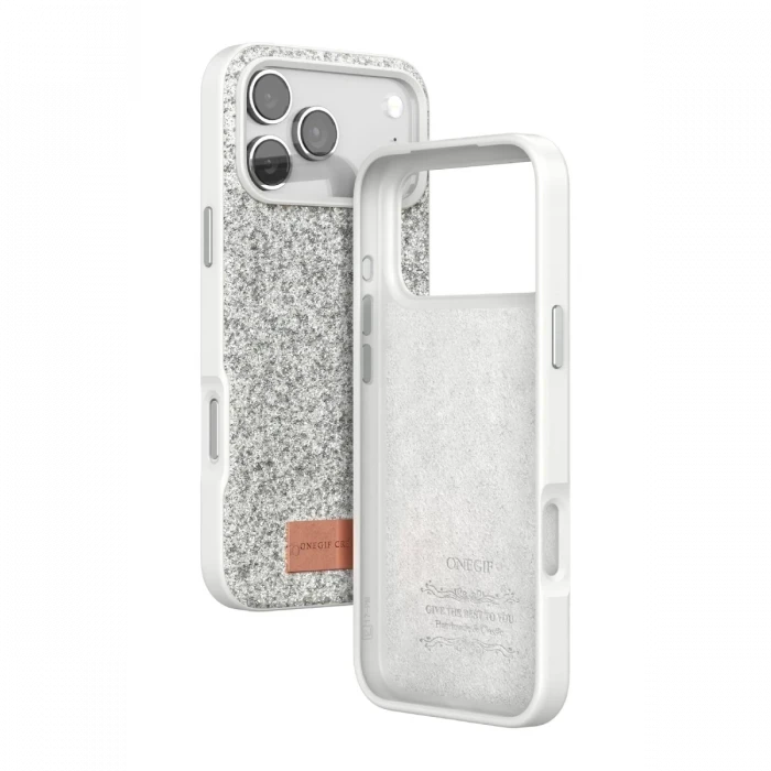 Onegif Apple iPhone 17 Pro Bright Simli Kapak - Beyaz