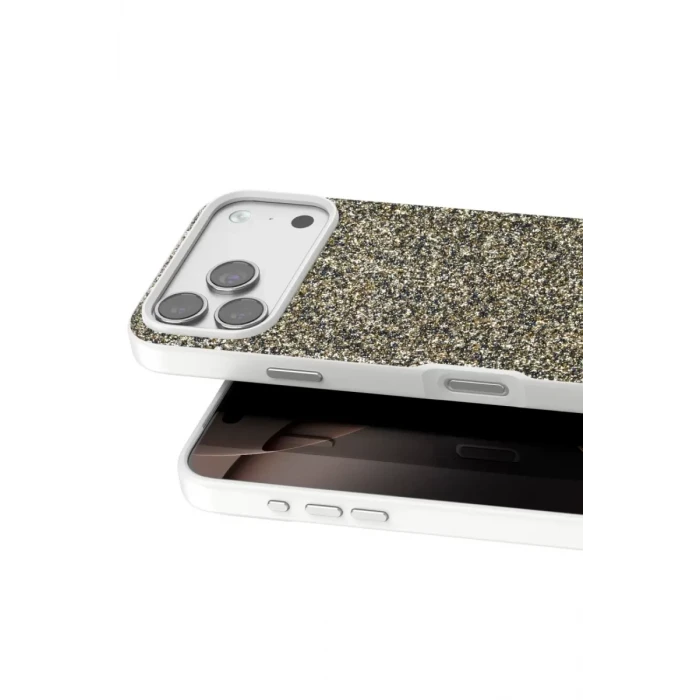 Onegif Apple iPhone 17 Pro Bright Simli Kapak - Çöl Titanyum