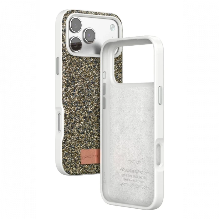 Onegif Apple iPhone 17 Pro Bright Simli Kapak - Çöl Titanyum