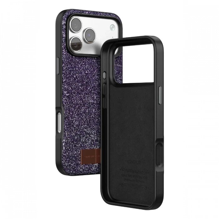 Onegif Apple iPhone 17 Pro Bright Simli Kapak - Derin Mor