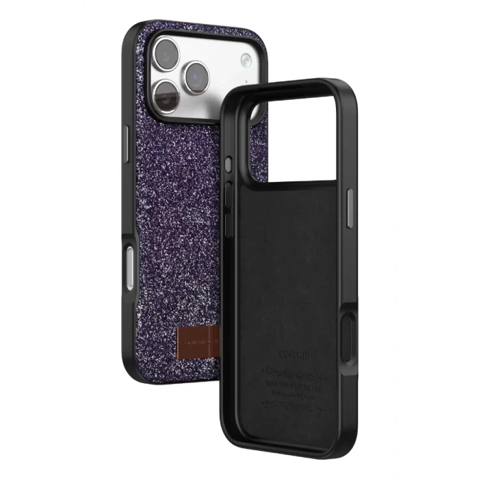 Onegif Apple iPhone 17 Pro Bright Simli Kapak - Derin Mor