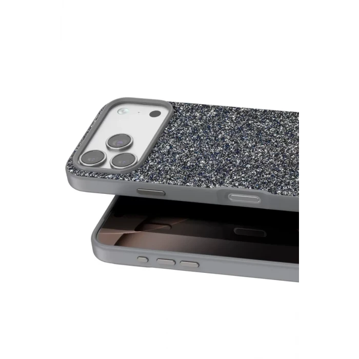 Onegif Apple iPhone 17 Pro Bright Simli Kapak - Gümüş