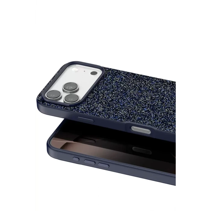 Onegif Apple iPhone 17 Pro Bright Simli Kapak - Mavi