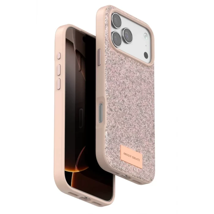 Onegif Apple iPhone 17 Pro Bright Simli Kapak - Pembe