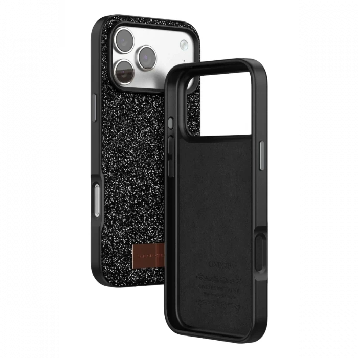 Onegif Apple iPhone 17 Pro Bright Simli Kapak - Siyah