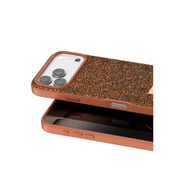 Onegif Apple iPhone 17 Pro Bright Simli Kapak - Turuncu