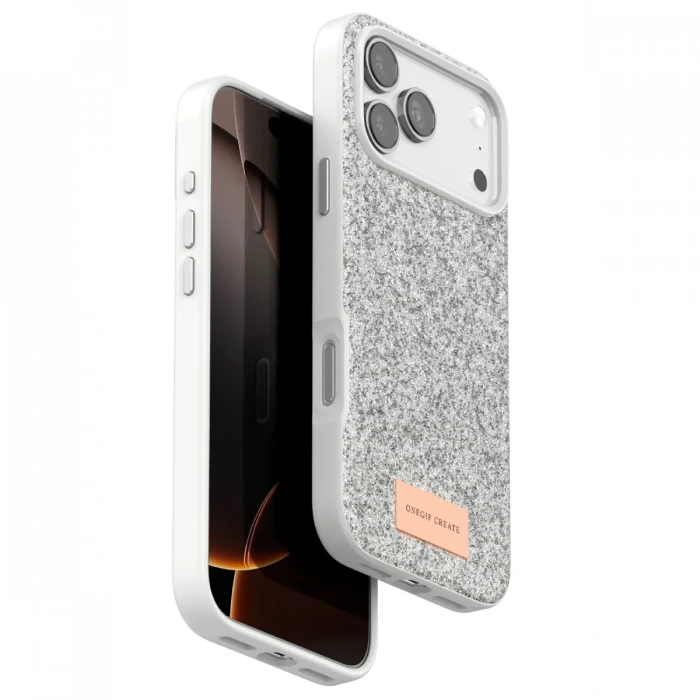 Onegif Apple iPhone 17 Pro Max Bright Simli Kapak - Beyaz