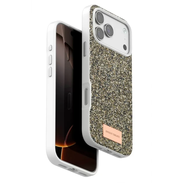 Onegif Apple iPhone 17 Pro Max Bright Simli Kapak - Çöl Titanyum