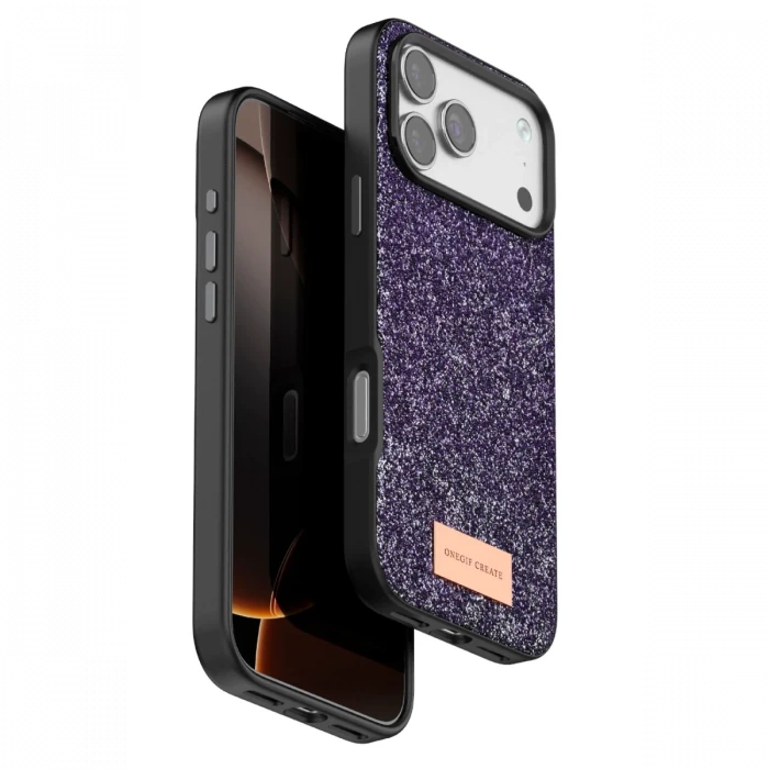 Onegif Apple iPhone 17 Pro Max Bright Simli Kapak - Derin Mor