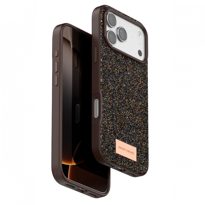 Onegif Apple iPhone 17 Pro Max Bright Simli Kapak - Gold