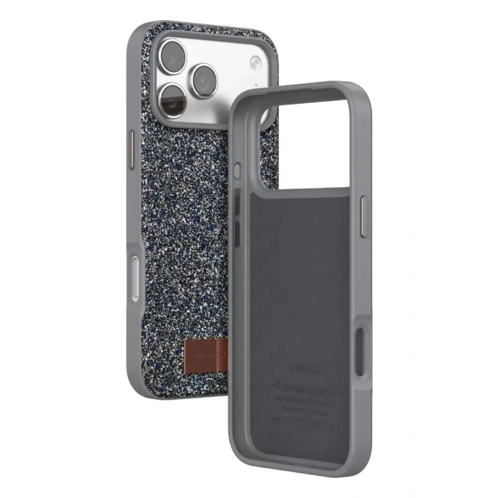 Onegif Apple iPhone 17 Pro Max Bright Simli Kapak - Gümüş