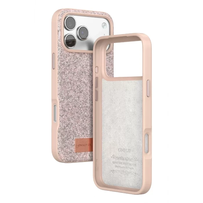 Onegif Apple iPhone 17 Pro Max Bright Simli Kapak - Pembe