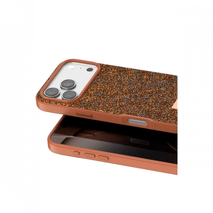 Onegif Apple iPhone 17 Pro Max Bright Simli Kapak - Turuncu