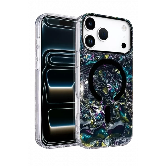 Onegif Apple iPhone 17 Pro Max Mila Dalgalı Magsafe Kapak - Lacivert