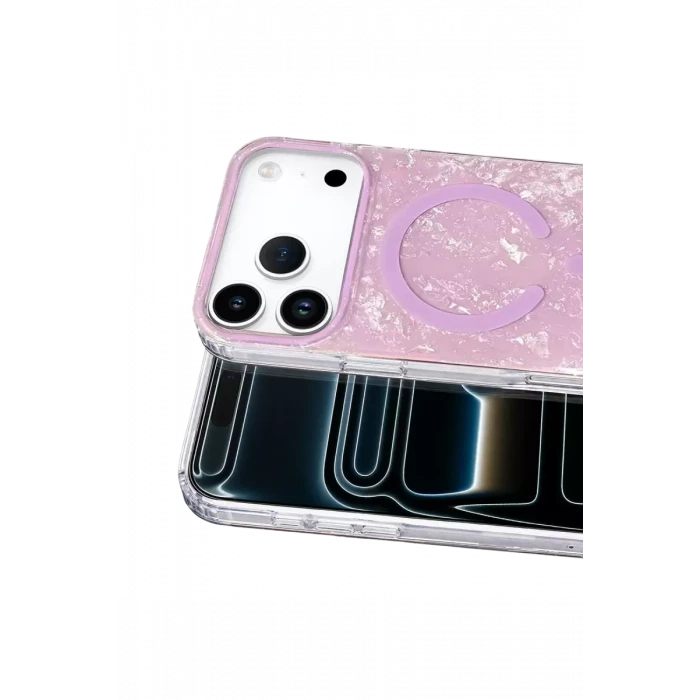 Onegif Apple iPhone 17 Pro Max Mila Dalgalı Magsafe Kapak - Lila