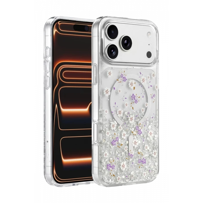 Onegif Apple iPhone 17 Pro Max Misk Simli Magsafe Kapak - Desen 2