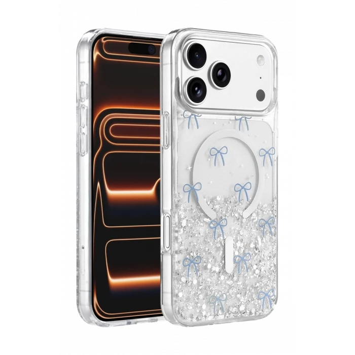 Onegif Apple iPhone 17 Pro Max Misk Simli Magsafe Kapak - Desen 3