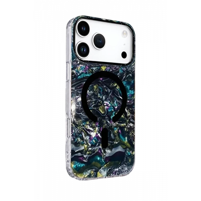 Onegif Apple iPhone 17 Pro Mila Dalgalı Magsafe Kapak - Lacivert