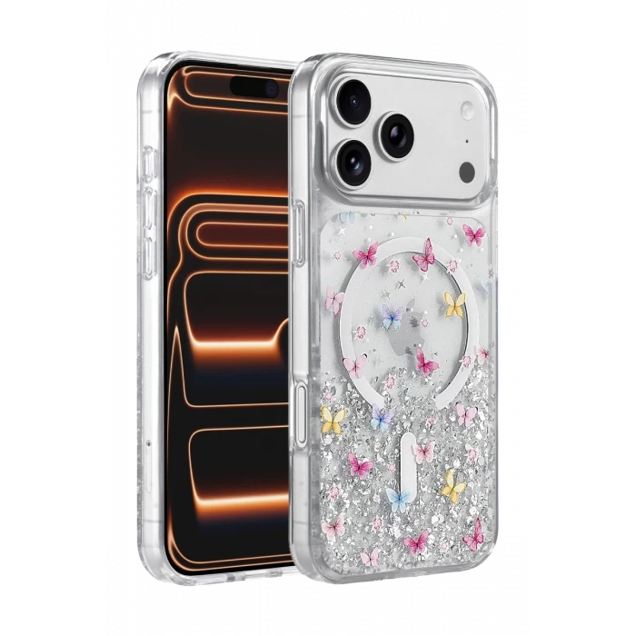 Onegif Apple iPhone 17 Pro Misk Simli Magsafe Kapak - Desen 4