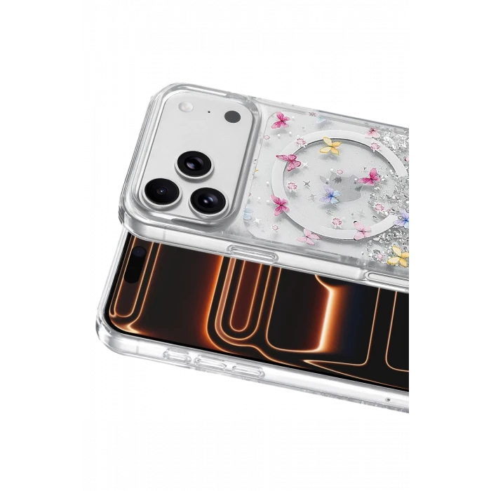 Onegif Apple iPhone 17 Pro Misk Simli Magsafe Kapak - Desen 4