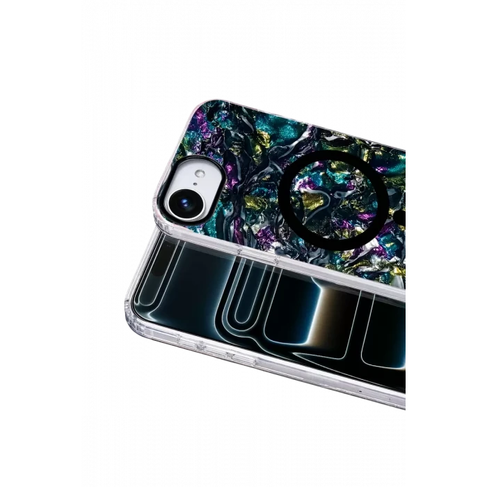 Onegif Apple iPhone 17E Mila Dalgalı Magsafe Kapak - Lacivert