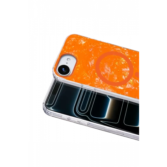 Onegif Apple iPhone 17E Mila Dalgalı Magsafe Kapak - Turuncu