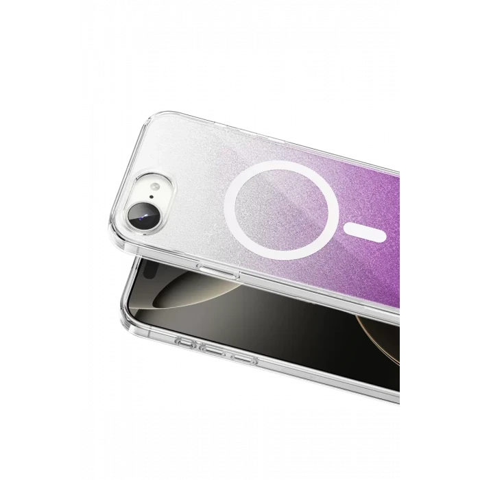 Onegif Apple iPhone 17E Sora Simli Magsafe Kapak - Mor