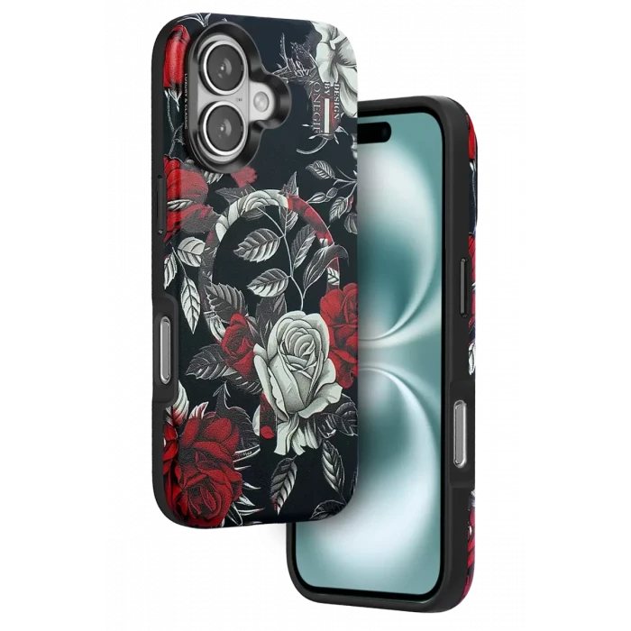 Onegif Apple iPhone 16 Flower Series Magsafe Kapak - Siyah