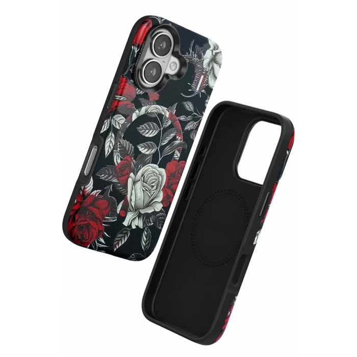 Onegif Apple iPhone 16 Flower Series Magsafe Kapak - Siyah
