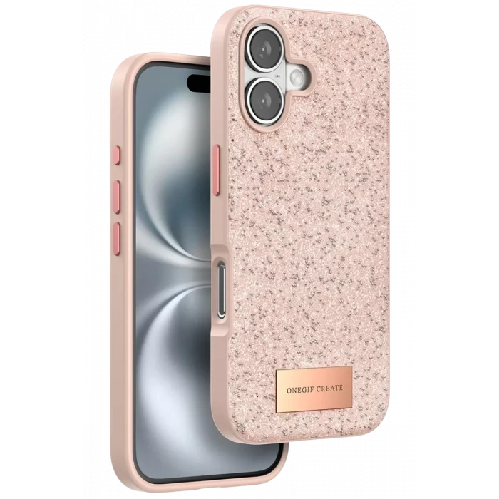 Onegif Apple iPhone 16 Plus Bright Simli Kapak - Pembe