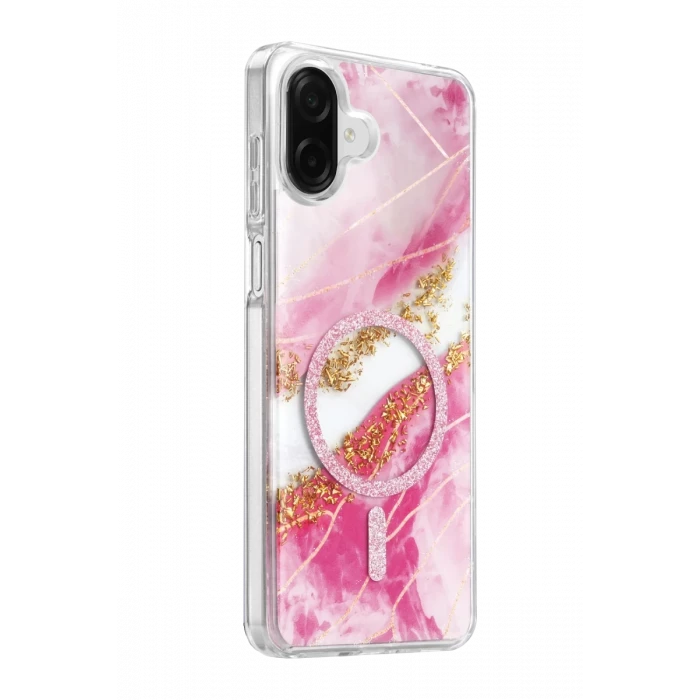 Onegif Samsung Galaxy A07 4G Lotus Simli Magsafe Kapak - Pembe