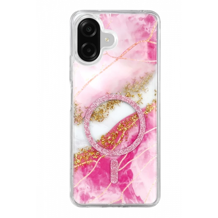Onegif Samsung Galaxy A07 4G Lotus Simli Magsafe Kapak - Pembe