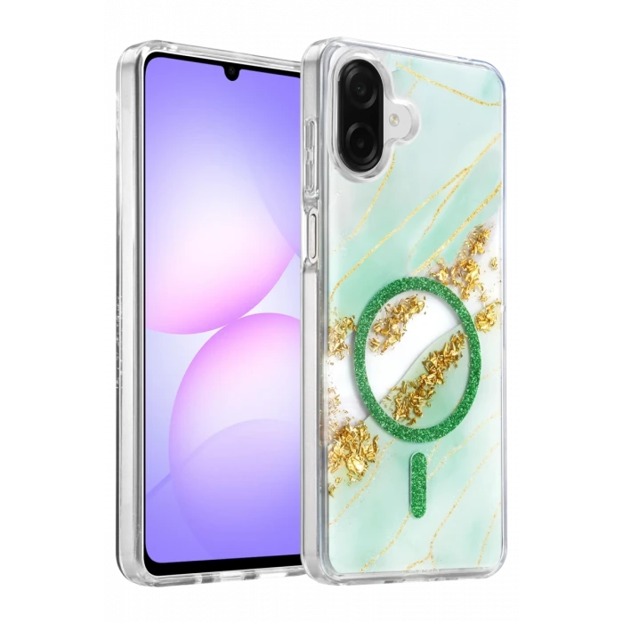 Onegif Samsung Galaxy A07 4G Lotus Simli Magsafe Kapak - Yeşil
