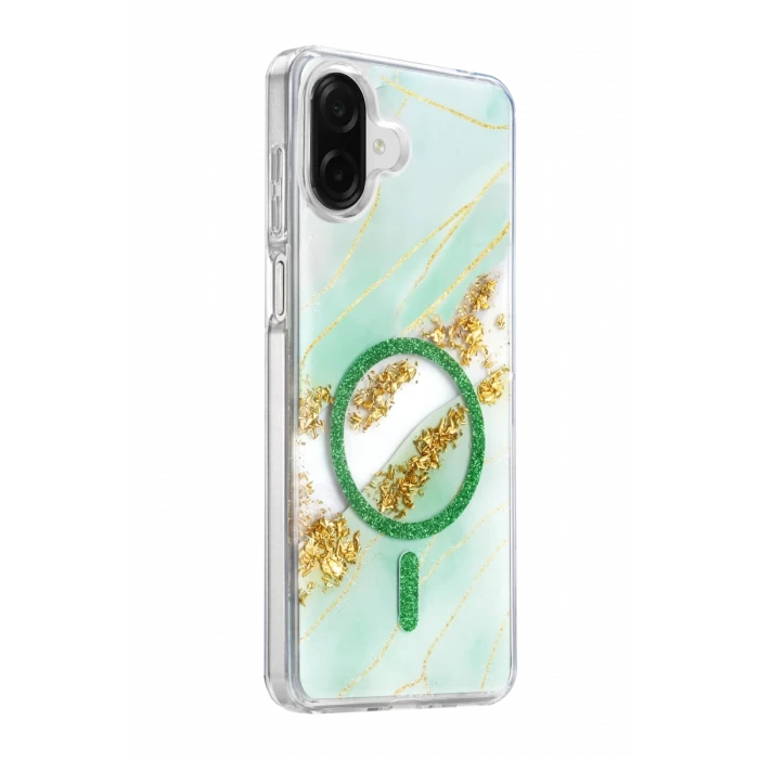 Onegif Samsung Galaxy A07 4G Lotus Simli Magsafe Kapak - Yeşil