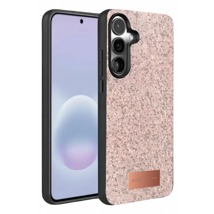 Onegif Samsung Galaxy A57 5G Bright Simli Kapak - Pembe
