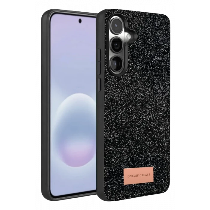 Onegif Samsung Galaxy A57 5G Bright Simli Kapak - Siyah