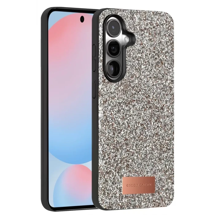 Onegif Samsung Galaxy S24 Plus Bright Simli Kapak - Gümüş