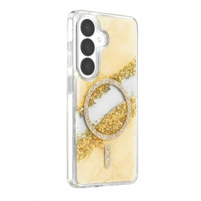Onegif Samsung Galaxy S26 Lotus Simli Magsafe Kapak - Gümüş