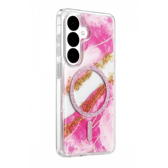 Onegif Samsung Galaxy S26 Lotus Simli Magsafe Kapak - Pembe