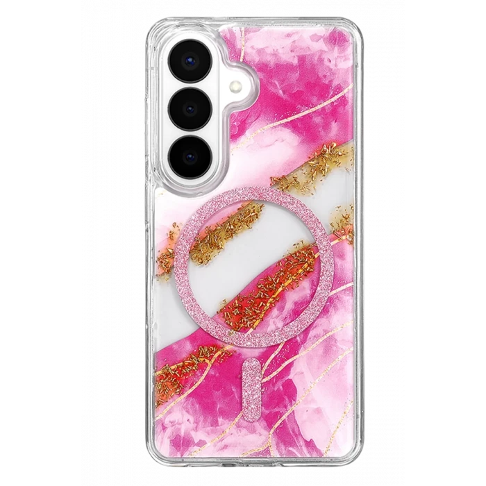 Onegif Samsung Galaxy S26 Lotus Simli Magsafe Kapak - Pembe